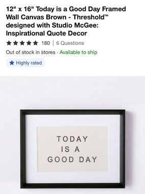 Threshold Framed Wall Art - Black Text on Off-White